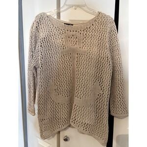 Tivoli of Ireland Lined Open Knit Sweater – Boho Cottagecore Neutral‎ – Size L